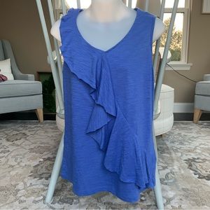 Chico’s Ruffle Blue‎ Sleeveless Top